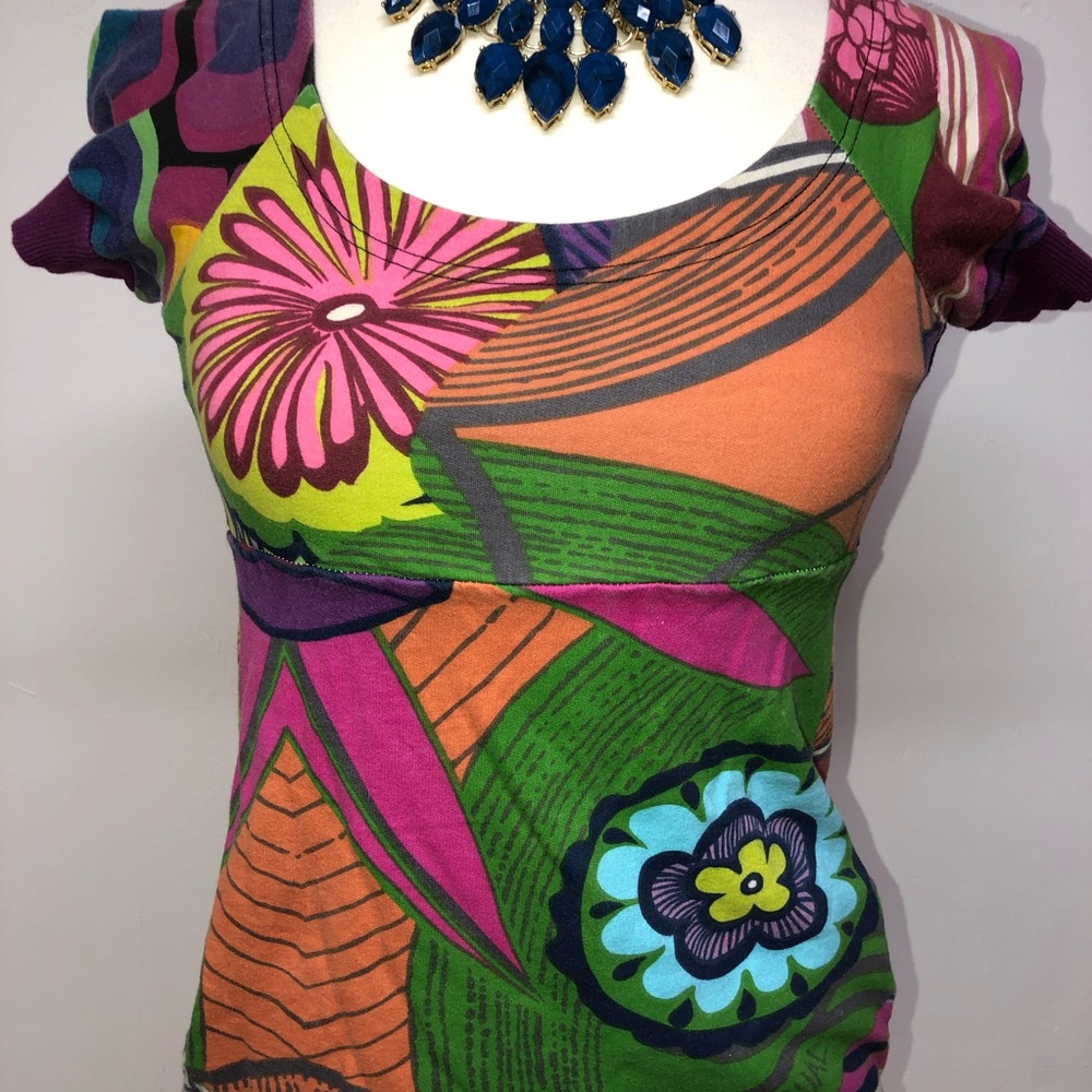 ❌Sold!❌ Desigual Floral Knit Mini Dress Size Small - Picture 3 of 10